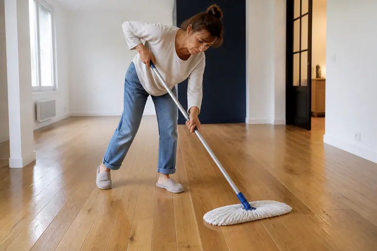 Entretien d'un parquet en bois fraîchement peint, essentiel pour assurer la durabilité de la peinture parquet bois.