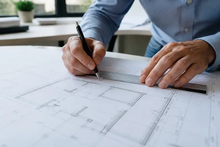Calcul de la surface taxable sur un plan pour estimer le montant exact du prix construction maison.