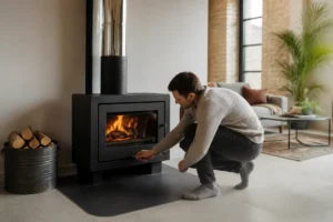 Un poele a bois maison moderne chauffe efficacement un salon contemporain lumineux