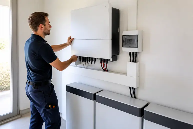 Installation de batteries de stockage et d'un onduleur pour l'autonomie électrique de la maison