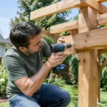 Installation d'une pergola en kit bois en Douglas dans un jardin ensoleillé
