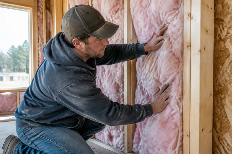 Chantier intérieur d'une maison Mikit illustrant la participation aux travaux de finition